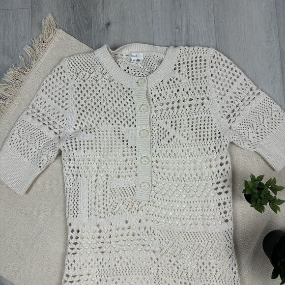 A.L.C. Corinne Mini Dress Crochet Knit Size M Off White Cream Ivory READ - Picture 4 of 9